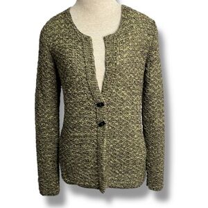 VTG Sigrid Olsen Womens Olive Green Textured Cardigan Size S Artsy Lagenlook